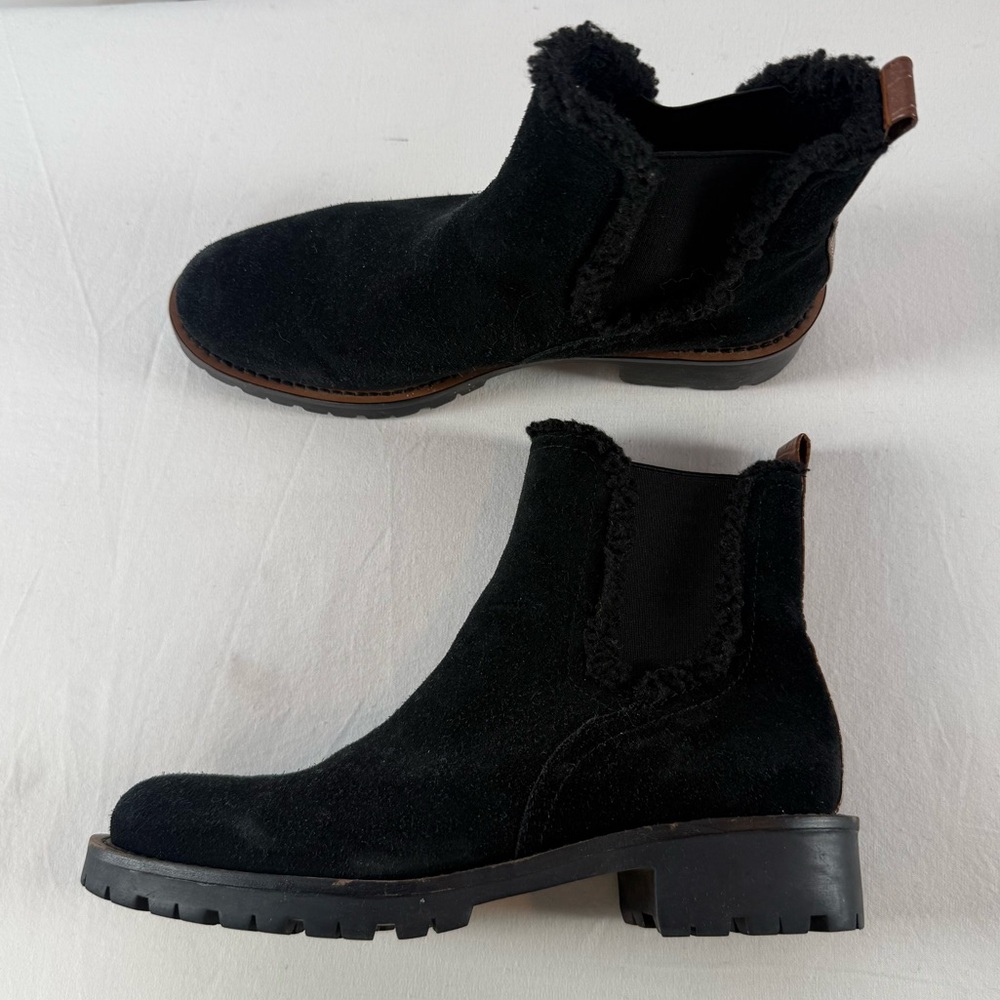 Sam Edelman Jaclyn Suede Sherpa Lined Chelsea Boot in Black Size 6 - Picture 2 of 9